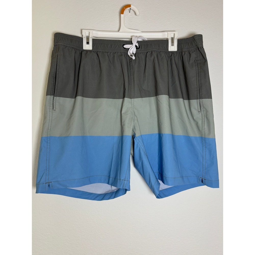 Maamgic Mens Swim Trunks‎ XXL Colorblock Grey Blue Board Shorts Mesh Lining 7in